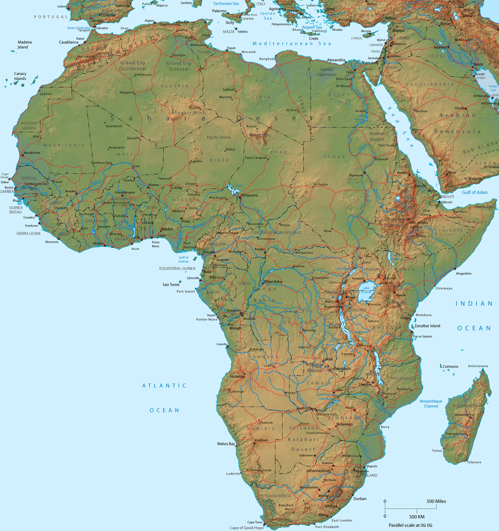 Africa Physical Map