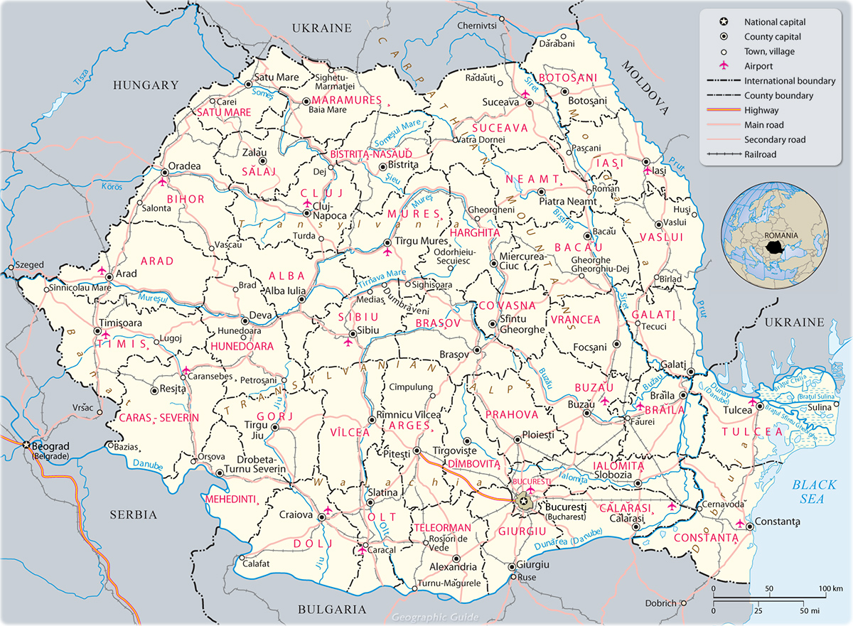 Map Romania - Travel Europe