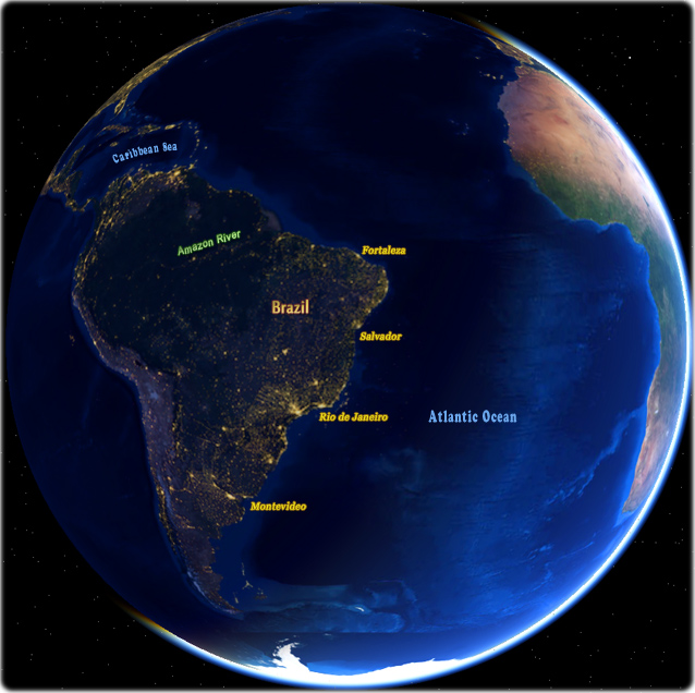 Globe image South America