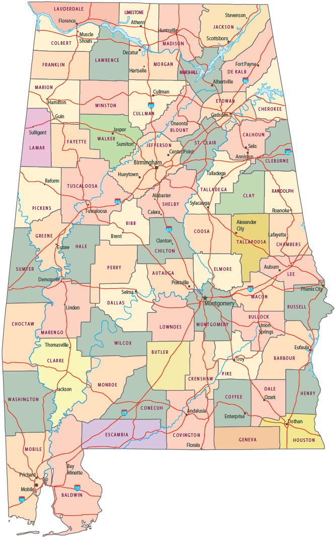 Alabama political map