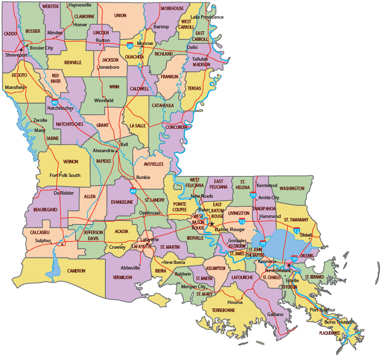 Political Map Louisiana 