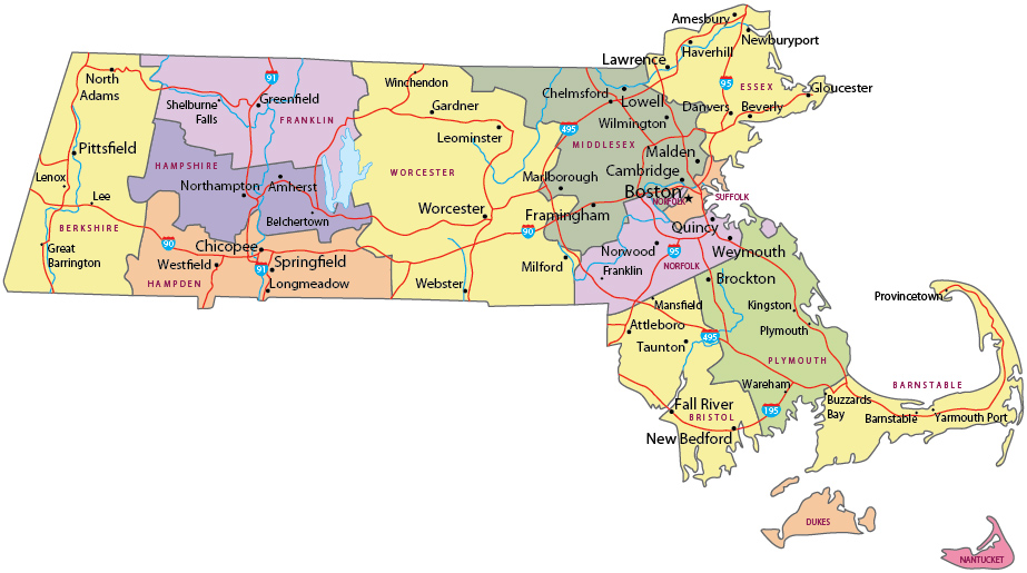 Political Map Massachusetts