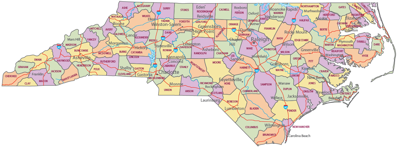 North Carolina political map