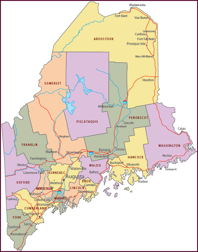 Political map Maine