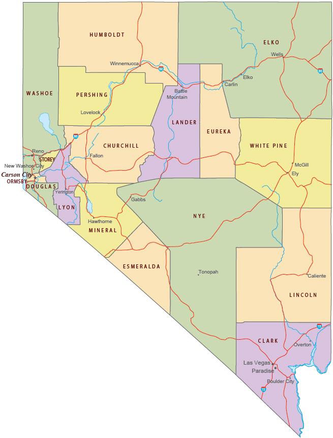 Political map Nevada
