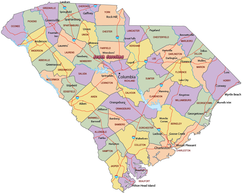 Political Map South Carolina