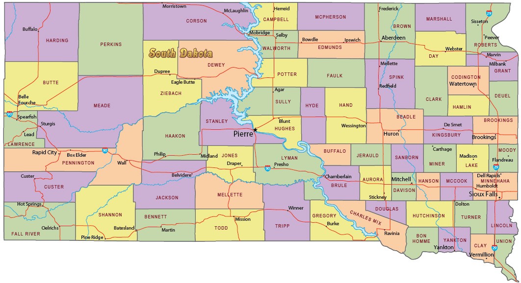 South Dakota  political map
