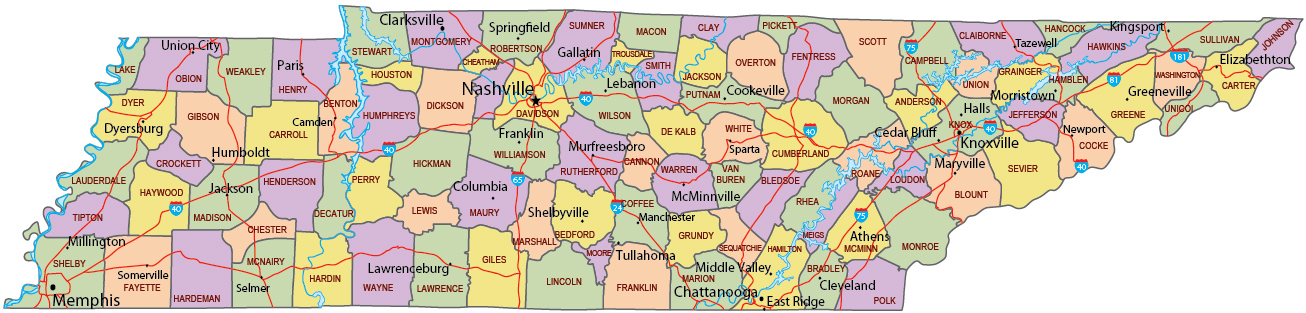 Tennessee political map
