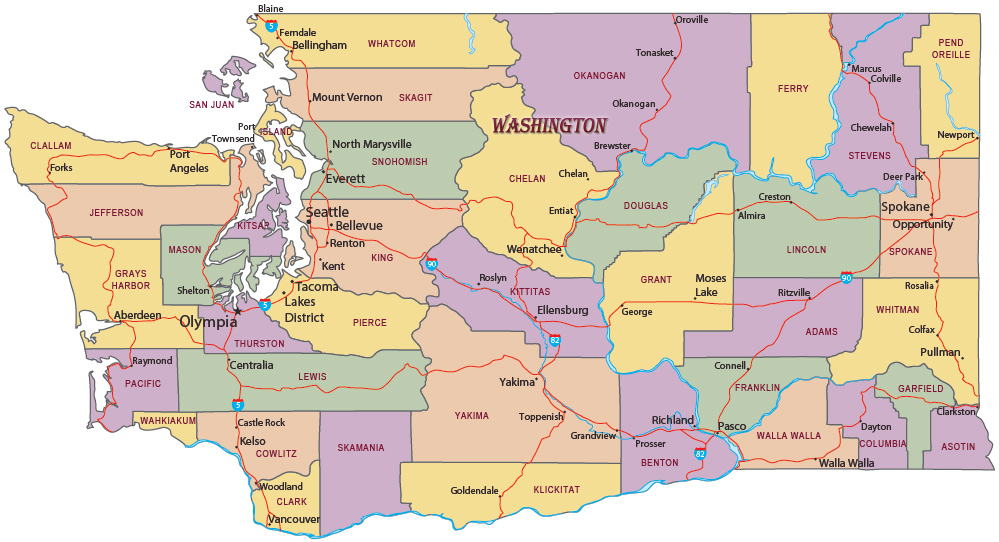 Washington state political map