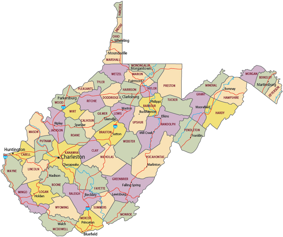 West Virginia political map