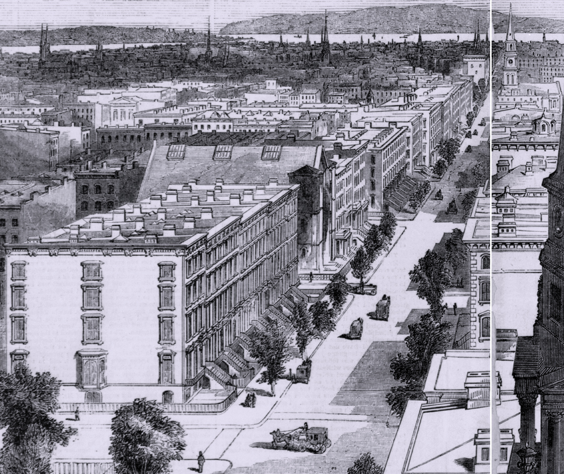 Fifth Avenue from 37th Street, Brick Church - 1859