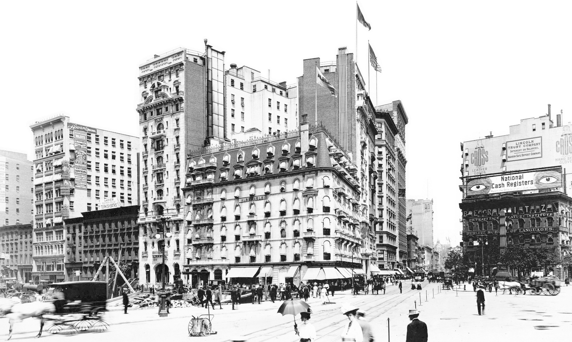 West 24th Street and Broadway, Hoffman House and Albemarle - 1908