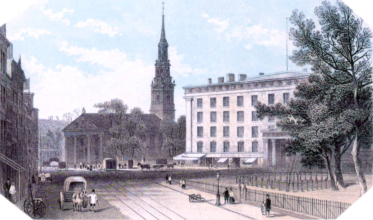 Park Row, Broadway and City Hall Park - 1858