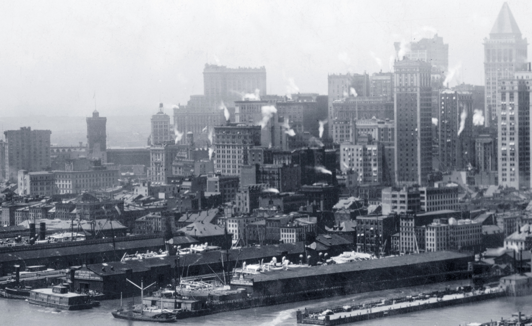 Skyline of New York from Brooklyn Bridge - 1918